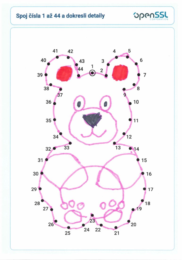 Child's crayon bear drawing signed Od Adrianky