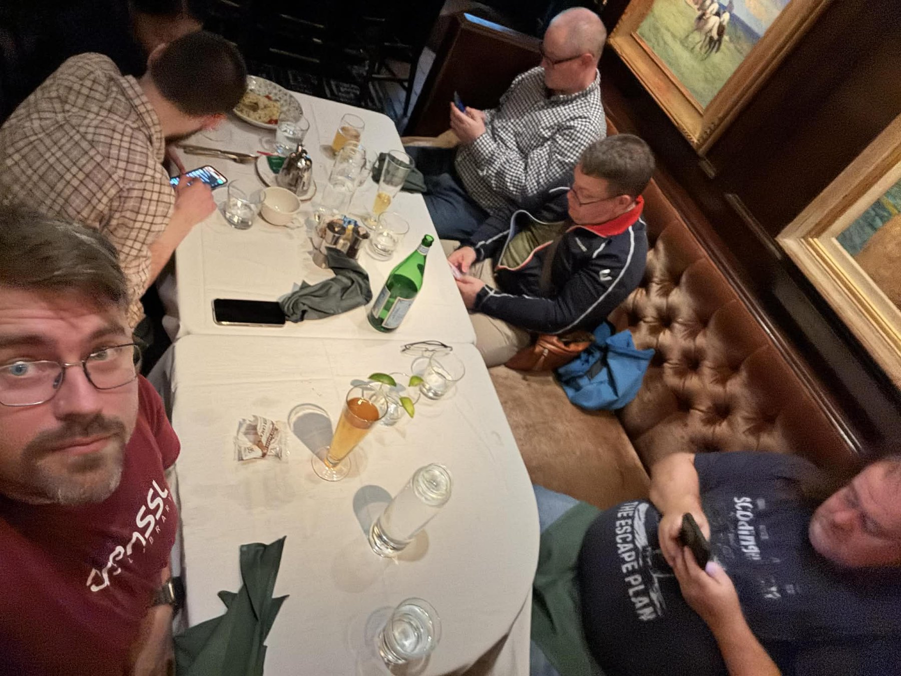 The OpenSSL team at dinner at Old Ebbitt Grill in Washington, DC