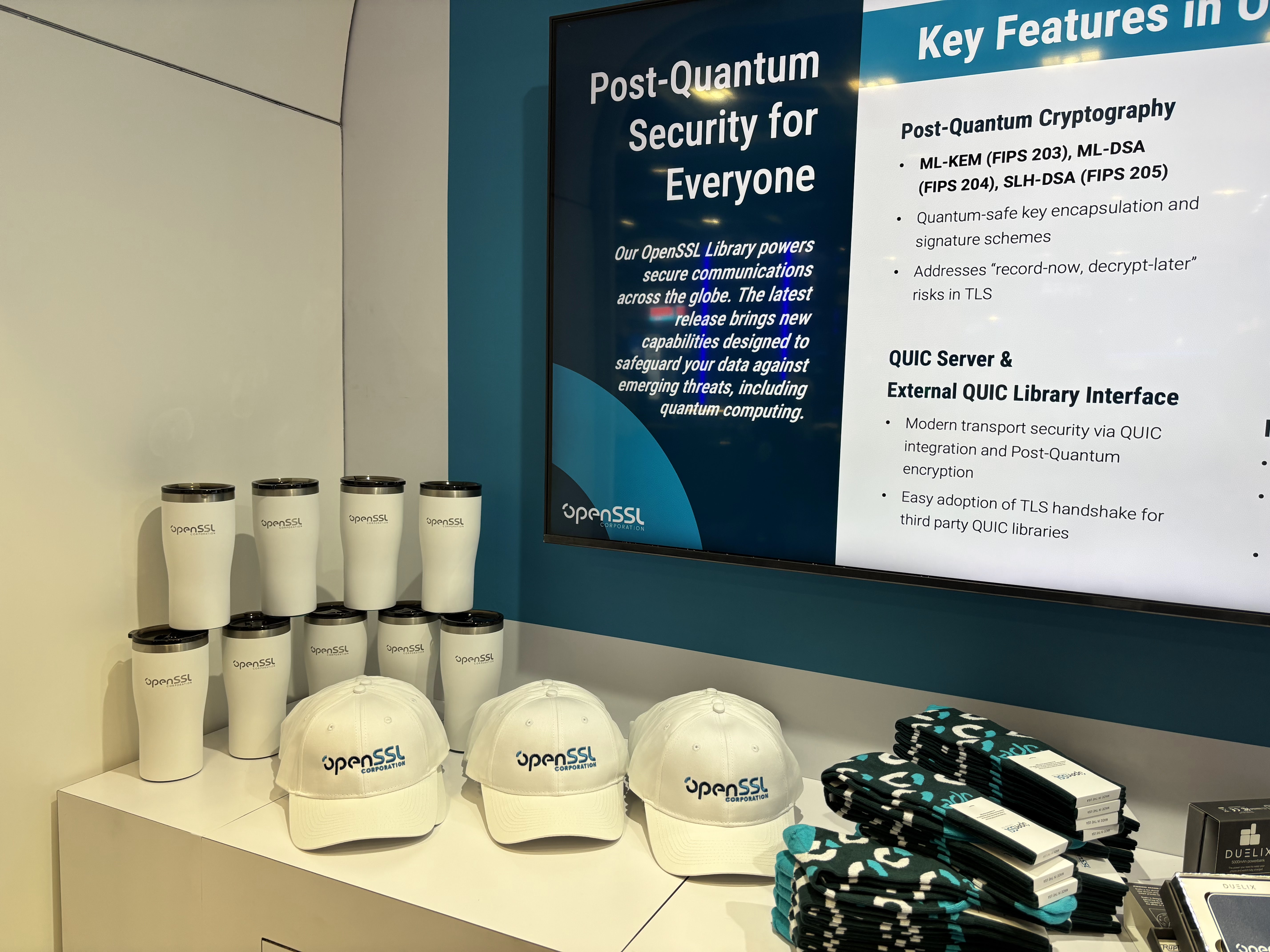 OpenSSL Corporation booth presentation slide on post-quantum